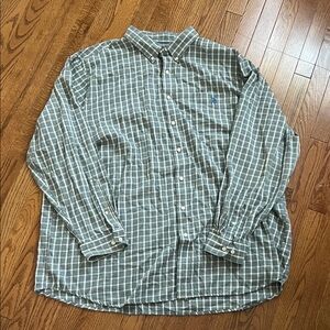 U.S. Polo Assn. Men's Blue and White Plaid Button-Down Shirt